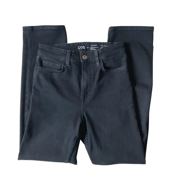 COS Slim Straight High Rise Ankle Jeans in Washed Black Size 25 - Picture 3 of 8